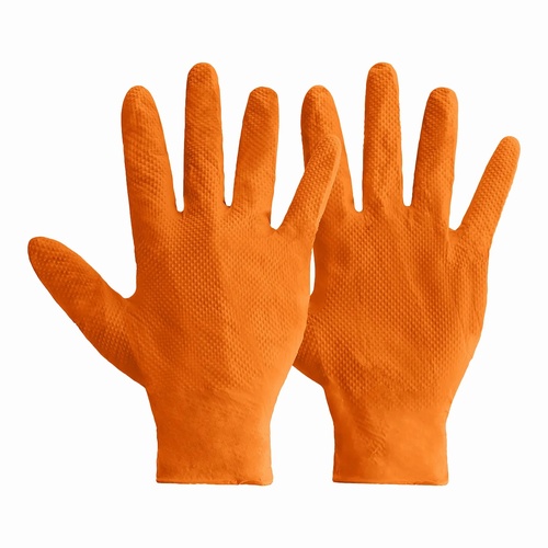 Orange Ideall PF Nitrile Powder Free Grip Gloves (Pack 50)