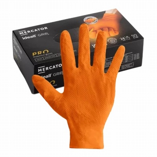 Orange Ideall PF Nitrile Powder Free Grip Gloves (Pack 50)
