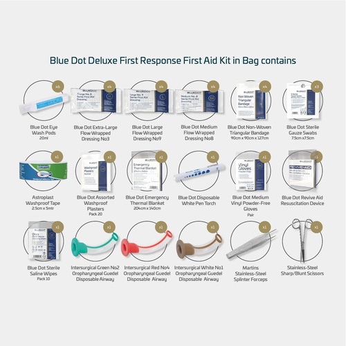Blue Dot Deluxe First Response First Aid Kit in Bag